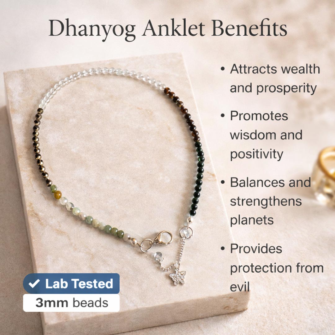 Dhanyoga Anklet 3mm | Natural Multi-Stone Anklet – Suwasna