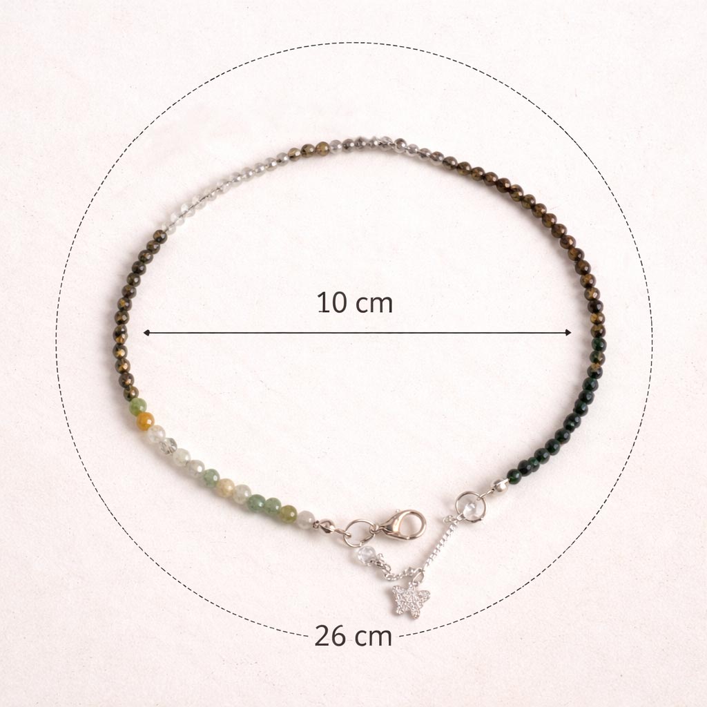 Dhanyoga Anklet 3mm | Natural Multi-Stone Anklet – Suwasna