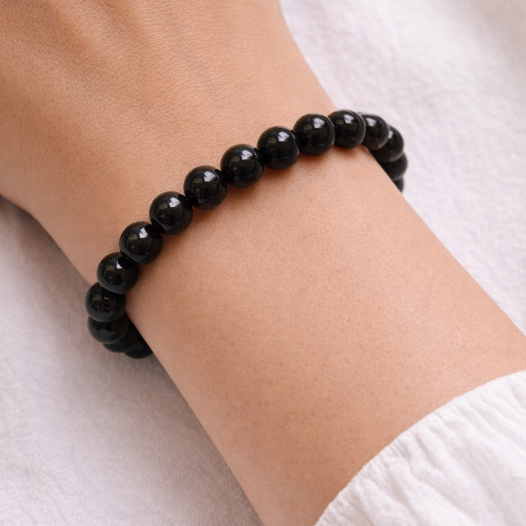Black Obsidian Crystal Bracelet 8mm | Natural & Undyed | Suwasna