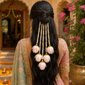 Pink Lotus Bud Gajra with Pearl Beads | Traditional Floral Hair Accessory