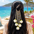 Cream Lotus Bud with Pearl Beads | Traditional Floral Hair Accessory